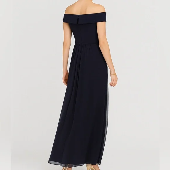 🆕 Adrianna Papell Midnight Crepe Chiffon Gown Elegant Formal Maxi Dress Size 8 - Picture 3 of 16